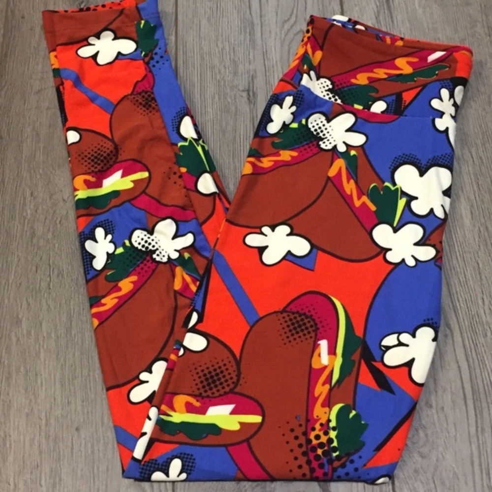 LuLaRoe Hot Dog Food Leggings OS
